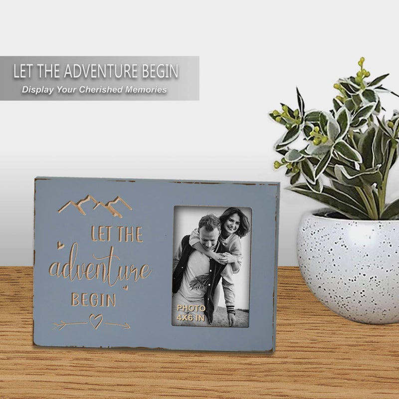 Buecasa Wedding Engagement Gifts for Couples, Women Bride to Be, Bride and Groom - Boyfriend Girlfriend Engraved Picture Frame 4x6 Inches - Let the Adventure Begin - Image 3